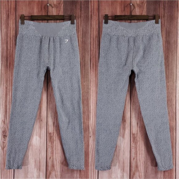 *FLAW* Gymshark Womens Size XL Marl Seamless Leggings Gray - Picture 1 of 15